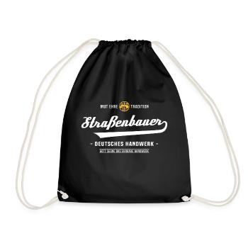 Straßenbauer Straßenbau Zunftzeichen Handwerk - Turnbeutel - Schwarz - Vorne