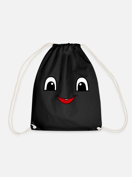 Cute face - Drawstring Bag - black