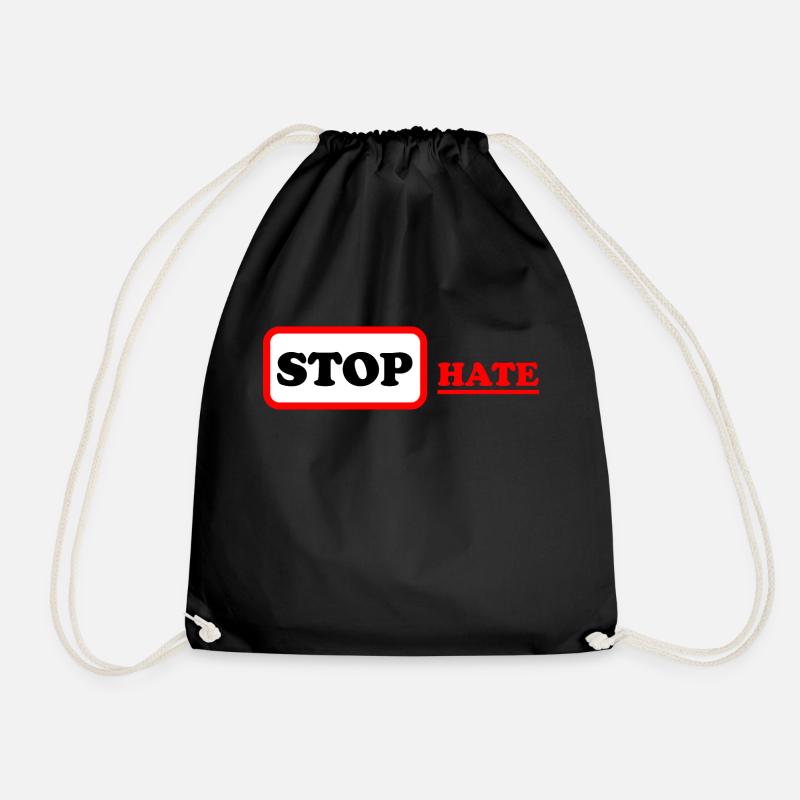 STOP HATE 03 - Drawstring Bag - black