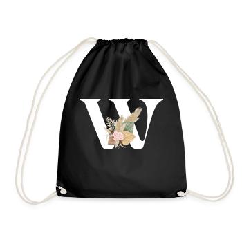 letter W flowers - Drawstring Bag - black - Front