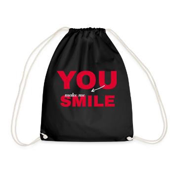 You make me smile. Romantic, harmonious, love - Drawstring Bag - black - Front