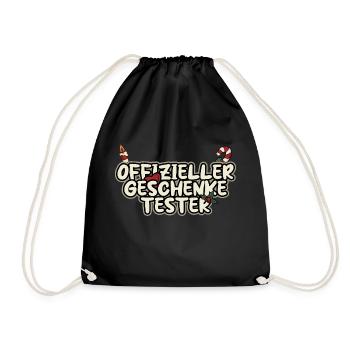 Weihnachten Offizieller Geschenketester - Turnbeutel - Schwarz - Vorne