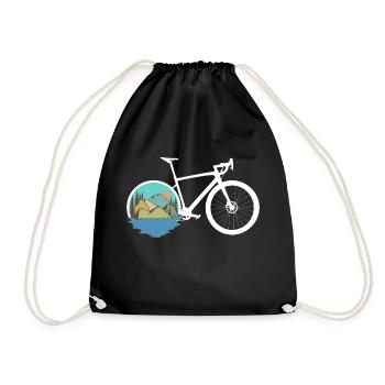 Gravel Bike Natur Rennrad Fahrrad lustige Geschenk - Turnbeutel - Schwarz - Vorne