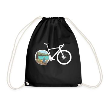 Gravel Bike Hike Rennrad Fahrrad lustiges Geschenk - Turnbeutel - Schwarz - Vorne