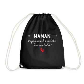 maman papa aussi il a un bébé - humour enfant - Sac de sport léger - noir - Devant