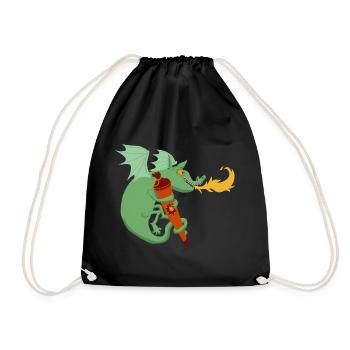 Dragon with school cone - Drawstring Bag - black - Front