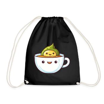 Avocado Badet in Kaffee Frühaufsteher Design - Turnbeutel - Schwarz - Vorne