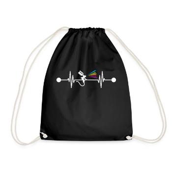 Painter Heartbeat Vehicle Painter Car Painter - Drawstring Bag - black - Front