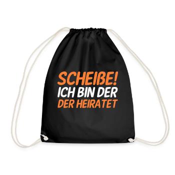 Bräutigam Hochzeit Heiraten Junggesellenabschied - Turnbeutel - Schwarz - Vorne