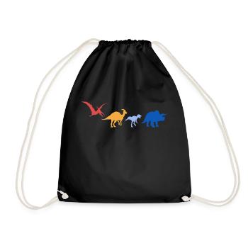Dino T-Rex Dinos Triceratops Retro Animals Lizards - Drawstring Bag - black - Front