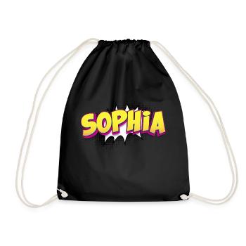 Sophia benutzerdefinierter Name Comic-Buch-Stil Pop-Art, - Turnbeutel - Schwarz - Vorne