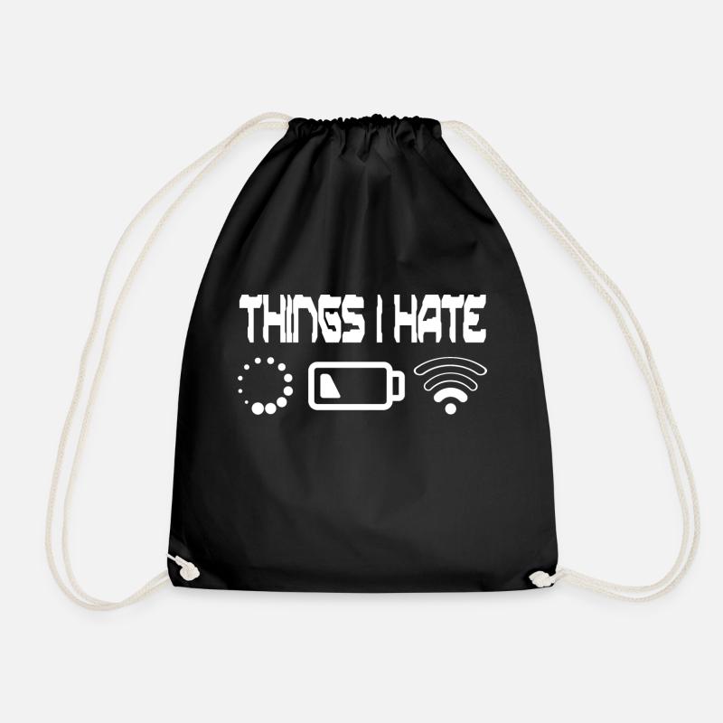 Things I Hate Programmer Outfit Gamer Fun Gift - Drawstring Bag - black