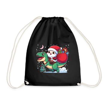 Père Noël et T rex - Sac de sport léger - noir - Devant