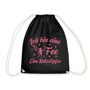 Ich bin eine Fee eine Katastrofee - Turnbeutel - Schwarz - Vorne