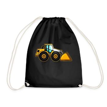 Chargeuse sur pneus jaune - Sac de sport léger - noir - Devant