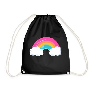 Cute Cloudy Rainbow - Drawstring Bag - black - Front
