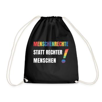 Menschenrechte statt rechte Menschen Demonstration - Turnbeutel - Schwarz - Vorne