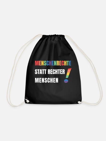 Menschenrechte statt rechte Menschen Demonstration - Turnbeutel - Schwarz
