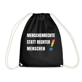 Demokratie Demonstration Regenbogen Menschenrechte - Turnbeutel - Schwarz - Vorne