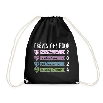 Grossesse Prévisions Pour 2024 Future Maman cadeau - Sac de sport léger - noir - Devant