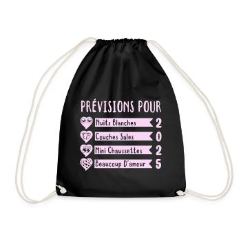 Grossesse Prévisions Pour 2025 Future Maman cadeau - Sac de sport léger - noir - Devant