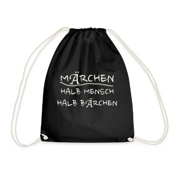 Märchen halb Mensch halb Bärchen Geschenk Spaß fun - Turnbeutel - Schwarz - Vorne