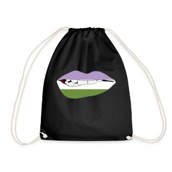 Biting Lips - Genderqueer - Drawstring Bag - black - Front