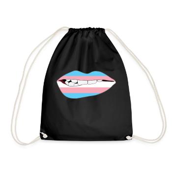 Biting Lips - Transgender Flag - Drawstring Bag - black - Front