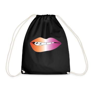 Biting Lips - Lesbian Pride - Gradient - Drawstring Bag - black - Front