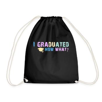 Graduated - Now What Funny Graduation Day tshirt a - Drawstring Bag - black - Front