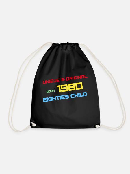 Achtziger Jahre 1980 Geburtstagsjahr Design - Turnbeutel - Schwarz