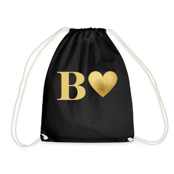 Lettre b cœur doré - Sac de sport léger - noir - Devant