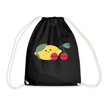 Lemon & Cherries - Drawstring Bag - black - Front