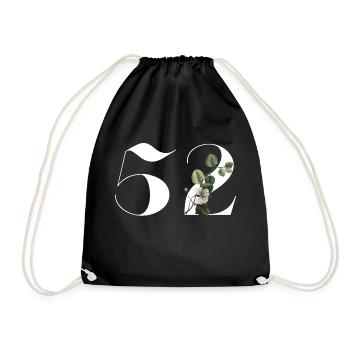 Numéro 52 floral vert - 52e anniversaire floral - Sac de sport léger - noir - Devant