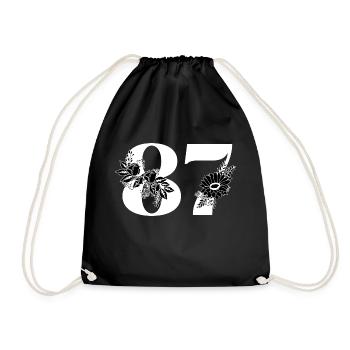 Numéro 87 floral noir - 87e anniversaire floral - Sac de sport léger - noir - Devant