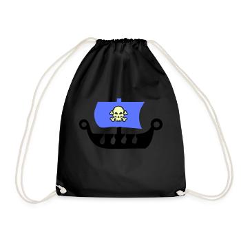 pirate ship - Drawstring Bag - black - Front