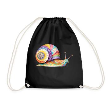 Snail Playful Adorable Fun Animal Colorful Cute - Drawstring Bag - black - Front