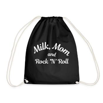Milk, Mom and Rock 'N' Roll - Drawstring Bag - black - Front