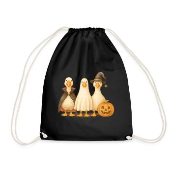 Halloween Geese Costume Design with Pumpkin - Drawstring Bag - black - Front