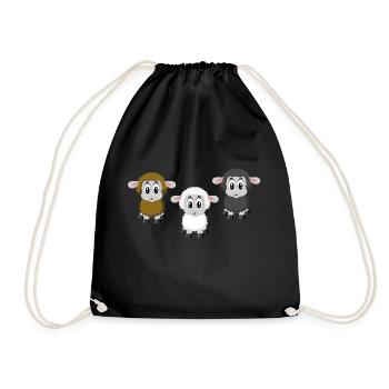 cute lambs in brown, white and black - Drawstring Bag - black - Front