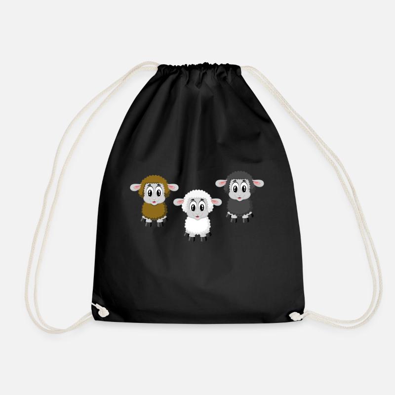 agneaux mignons en marron, blanc et noir - Sac de sport léger - noir