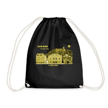 Summer Ljubljana Slovenia capital city castle - Drawstring Bag - black - Front