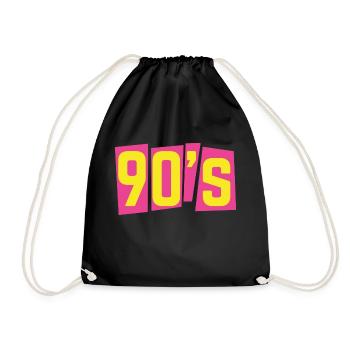 90s neunziger 90er oldschool - Turnbeutel - Schwarz - Vorne