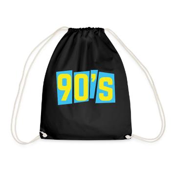 90s neunziger 90er oldschool - Turnbeutel - Schwarz - Vorne