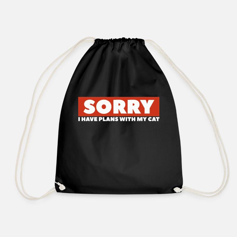 Cat man / cat / Funny cat saying - Drawstring Bag - black