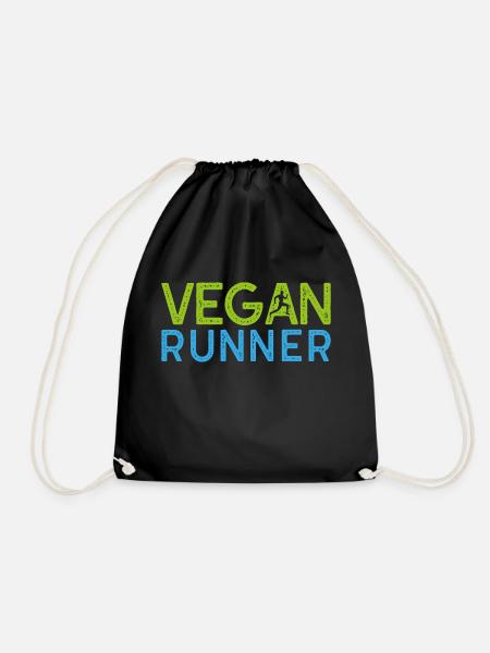 Vegan runner Geschenk Pflanzen Spruch - Turnbeutel - Schwarz