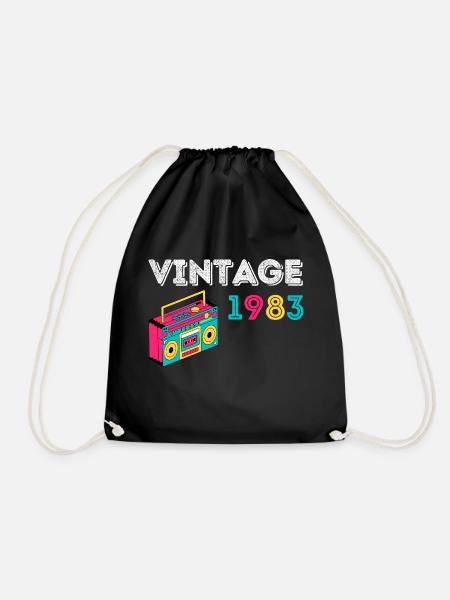Vintage 1983 Radio 39 years old 1983 birthday - Drawstring Bag - black