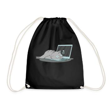 Sleeping cat home office - Sac de sport léger - noir - Devant