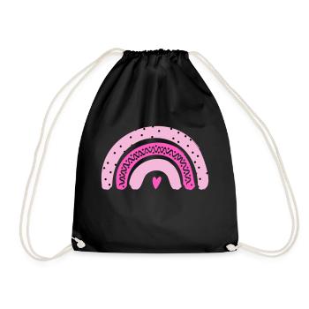 Arc-en-ciel rose avec cœur - Sac de sport léger - noir - Devant