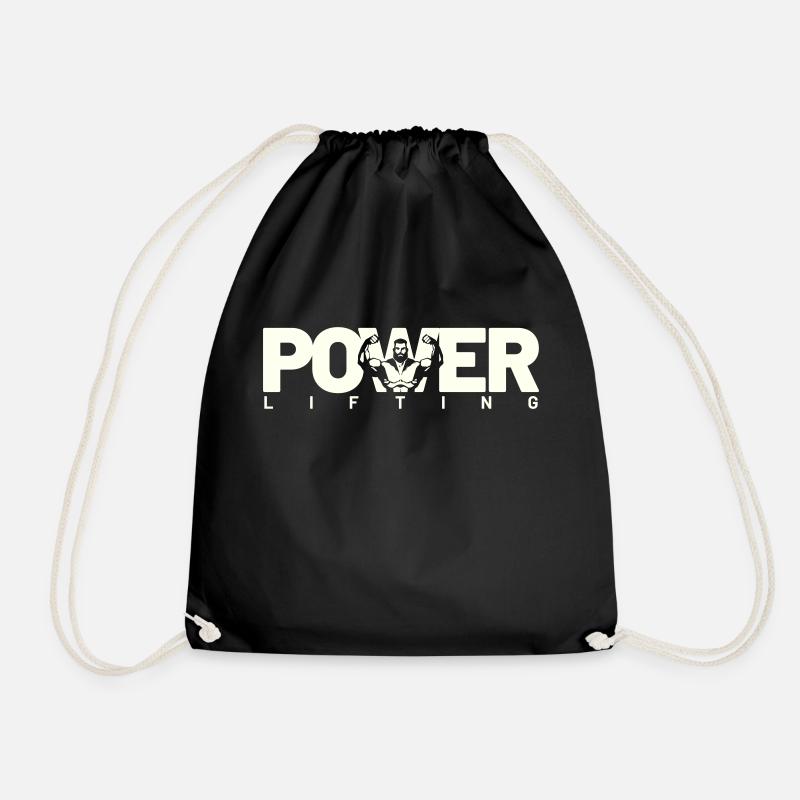 power lifting white - Drawstring Bag - black